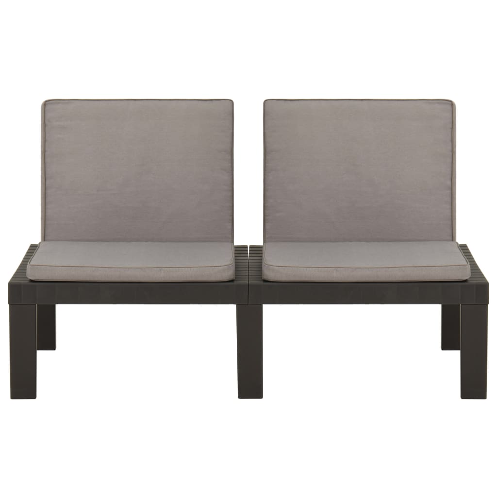 vidaXL Bancs de salon de jardin avec coussins lot de 2 Plastique Gris