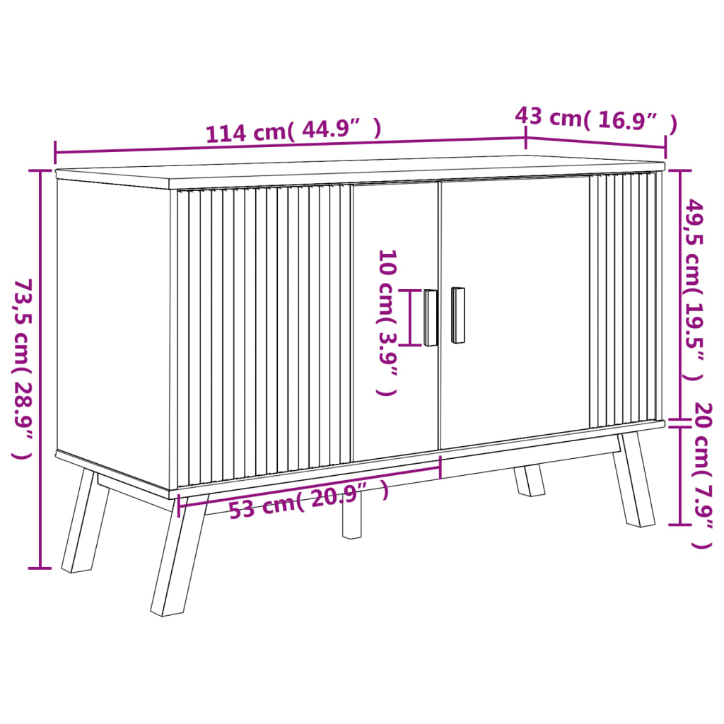 vidaXL Buffet OLDEN gris et marron 114x43x73,5 cm bois massif de pin