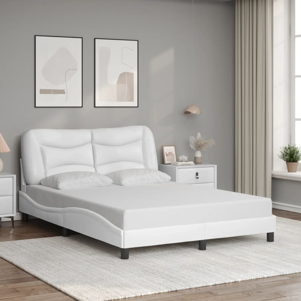 vidaXL Cadre de lit avec lumières LED blanc 140x190 cm similicuir