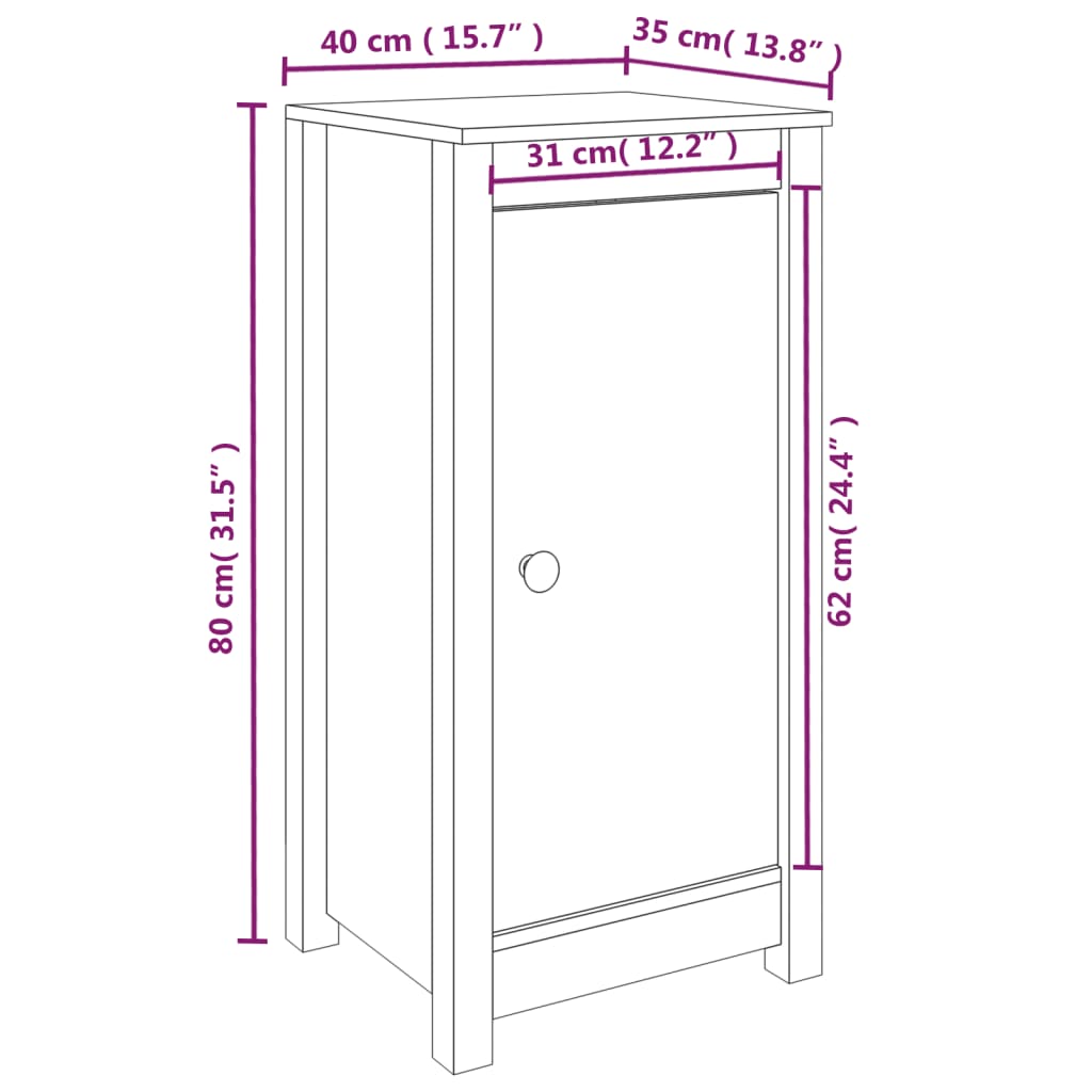 vidaXL Buffet Gris 39x35x80 cm Bois massif de pin