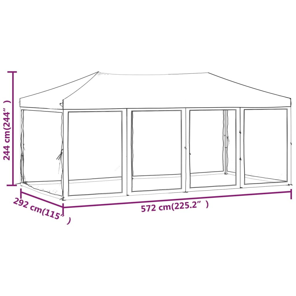 vidaXL Tente de réception pliable avec parois Anthracite 3x6 m
