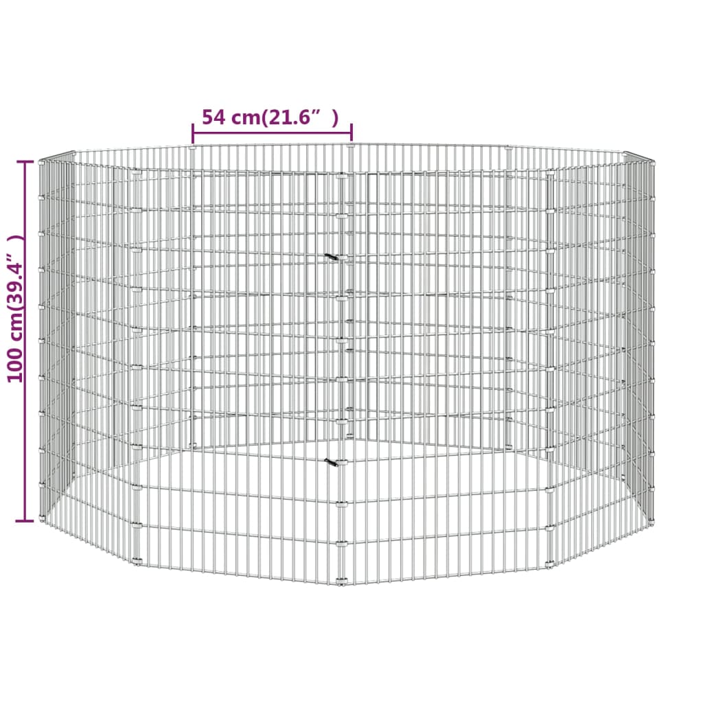vidaXL Cage à lapin 10 panneaux 54x100 cm Fer galvanisé
