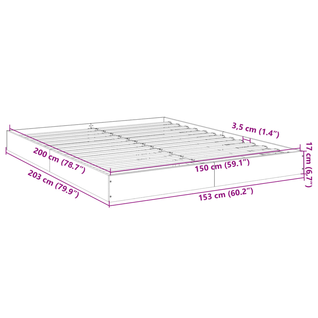 vidaXL Cadre de lit sans matelas chêne marron 150x200 cm