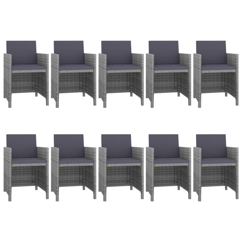 vidaXL Salon de jardin 11 pcs avec coussins Résine tressée Gris