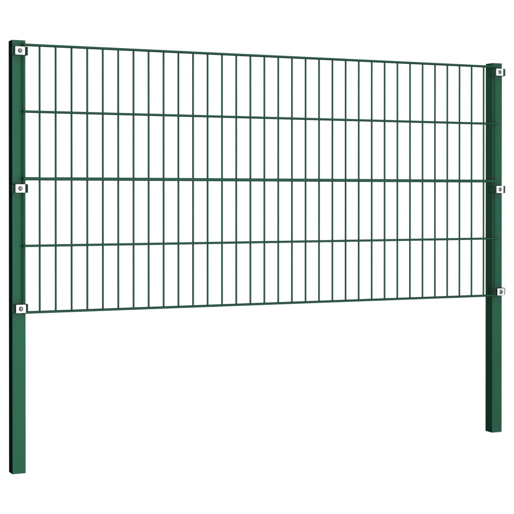 vidaXL Panneau de clôture avec poteaux Fer 1,7 x 0,8 m Vert