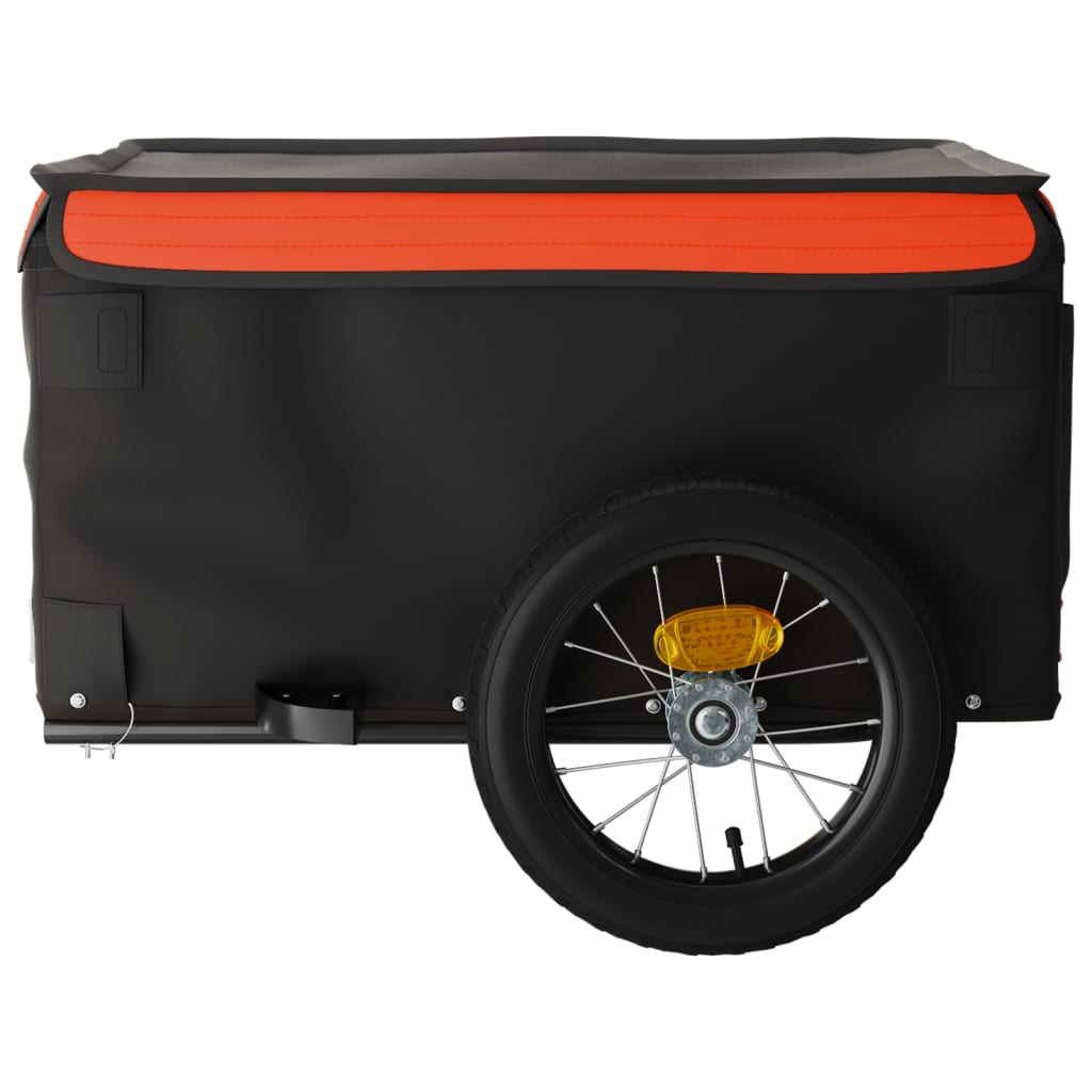 vidaXL Remorque de vélo noir et orange 30 kg fer