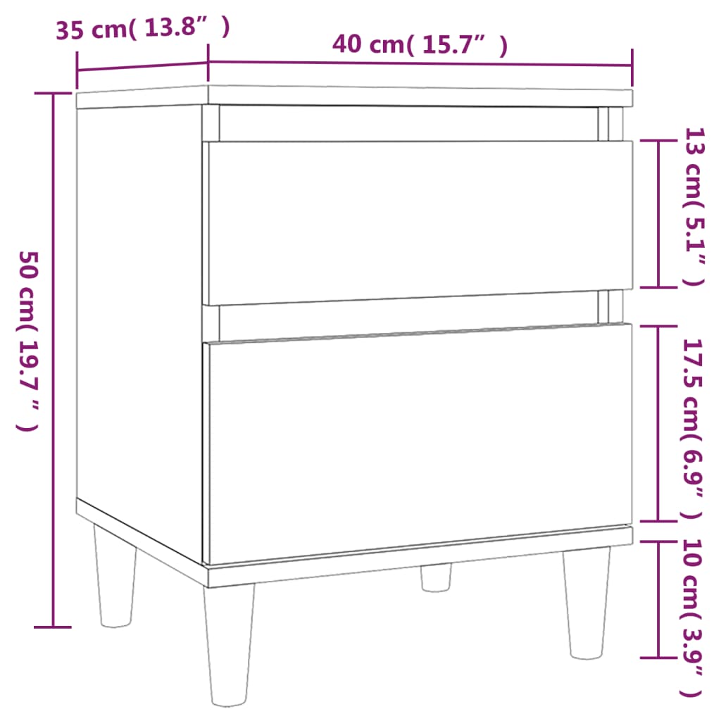 vidaXL Table de chevet Gris béton 40x35x50 cm