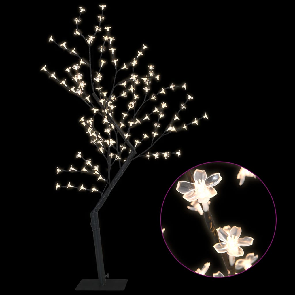 vidaXL Sapin de Noël 128 LED blanc chaud Cerisier en fleurs 120 cm