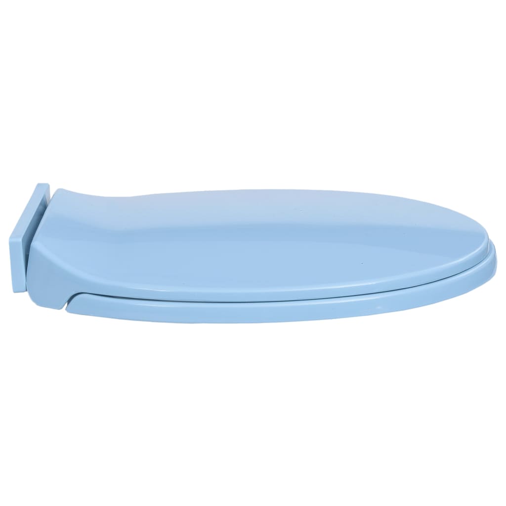 vidaXL Siège de toilette à fermeture en douceur Bleu Ovale