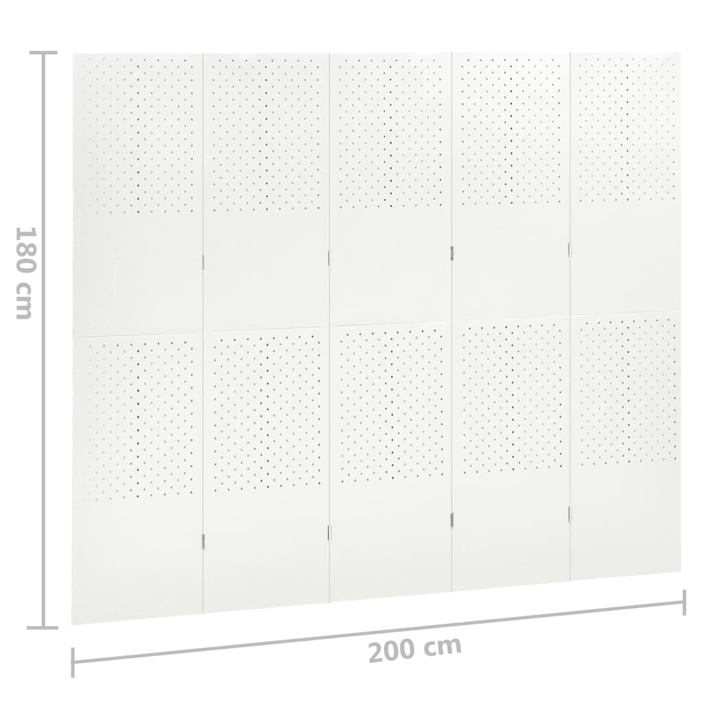 vidaXL Cloisons de séparation 5 panneaux 2 pcs Blanc 200x180 cm Acier