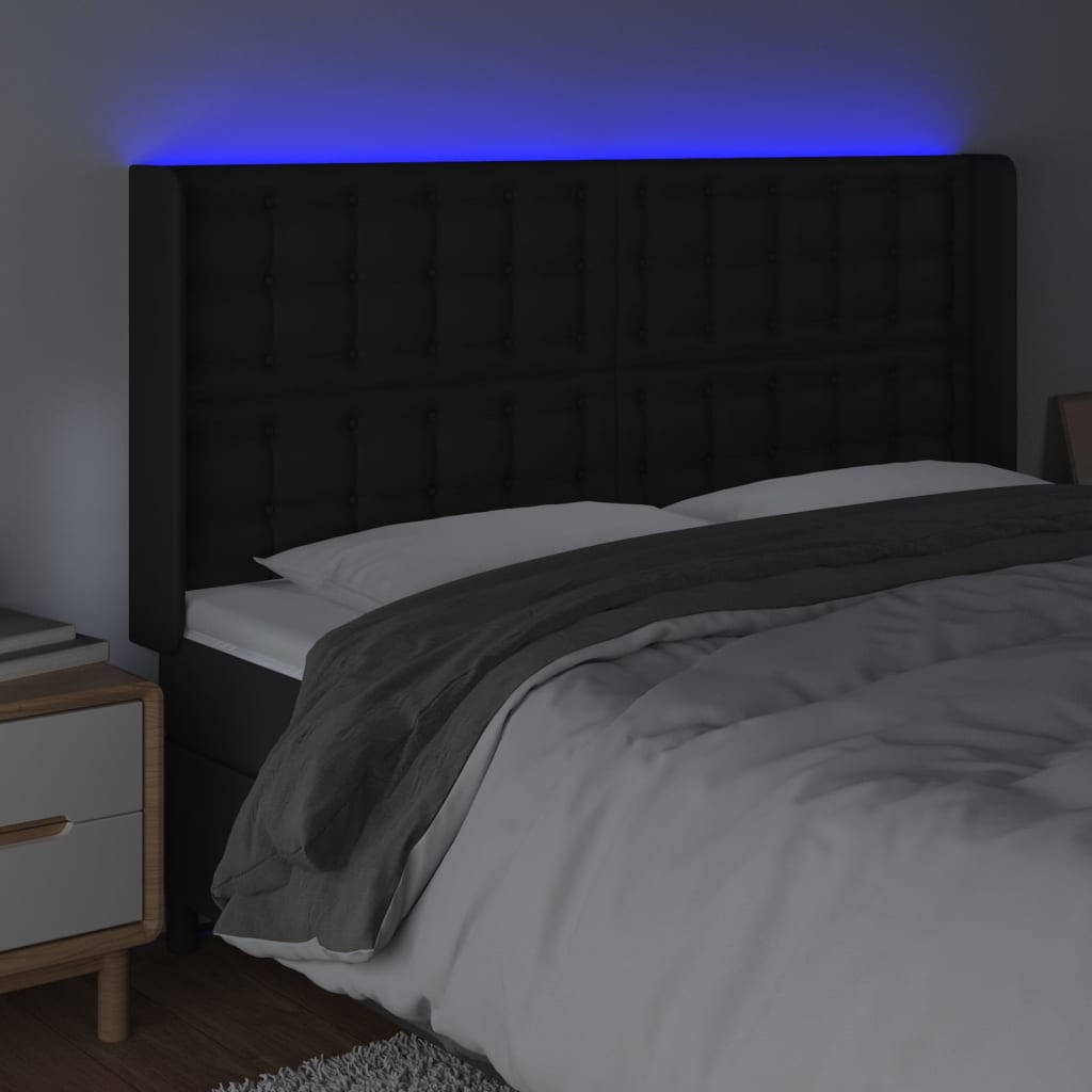 vidaXL Tête de lit à LED Noir 183x16x118/128 cm Similicuir