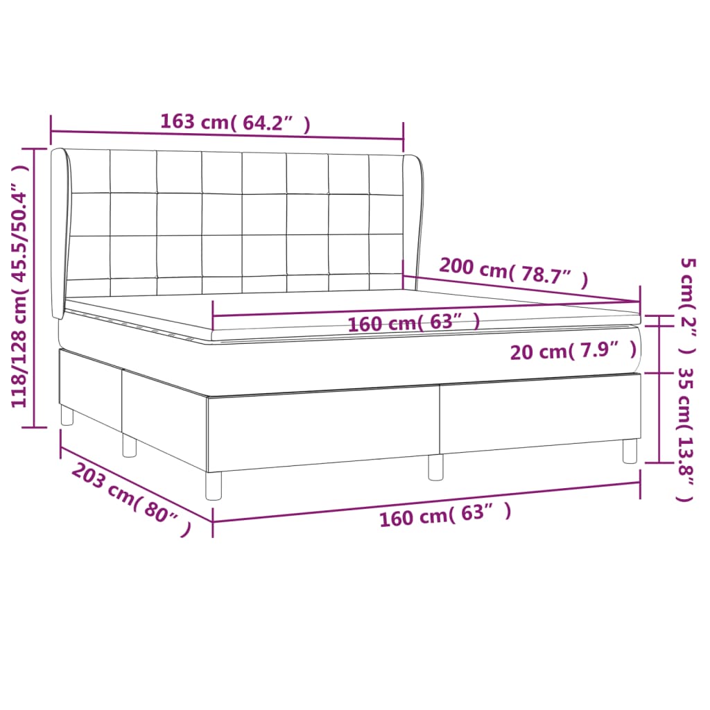 vidaXL Sommier à lattes de lit avec matelas Bleu 160x200 cm Tissu