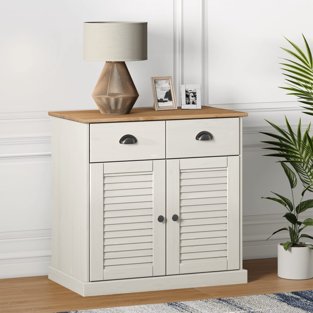 vidaXL Buffet avec tiroirs VIGO 78x40x75 cm blanc bois massif de pin