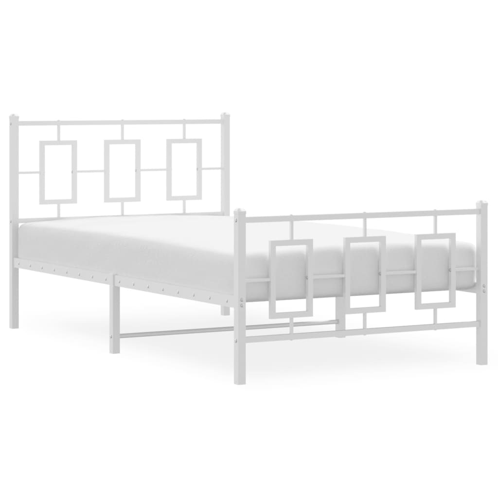 vidaXL Cadre de lit métal sans matelas et pied de lit blanc 100x200 cm