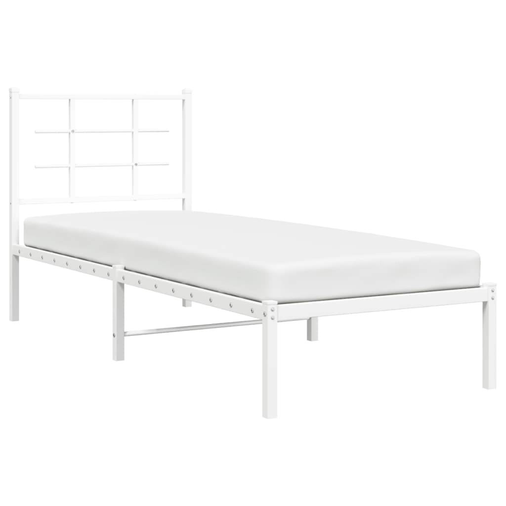 vidaXL Cadre de lit métal sans matelas avec tête de lit blanc 80x200cm