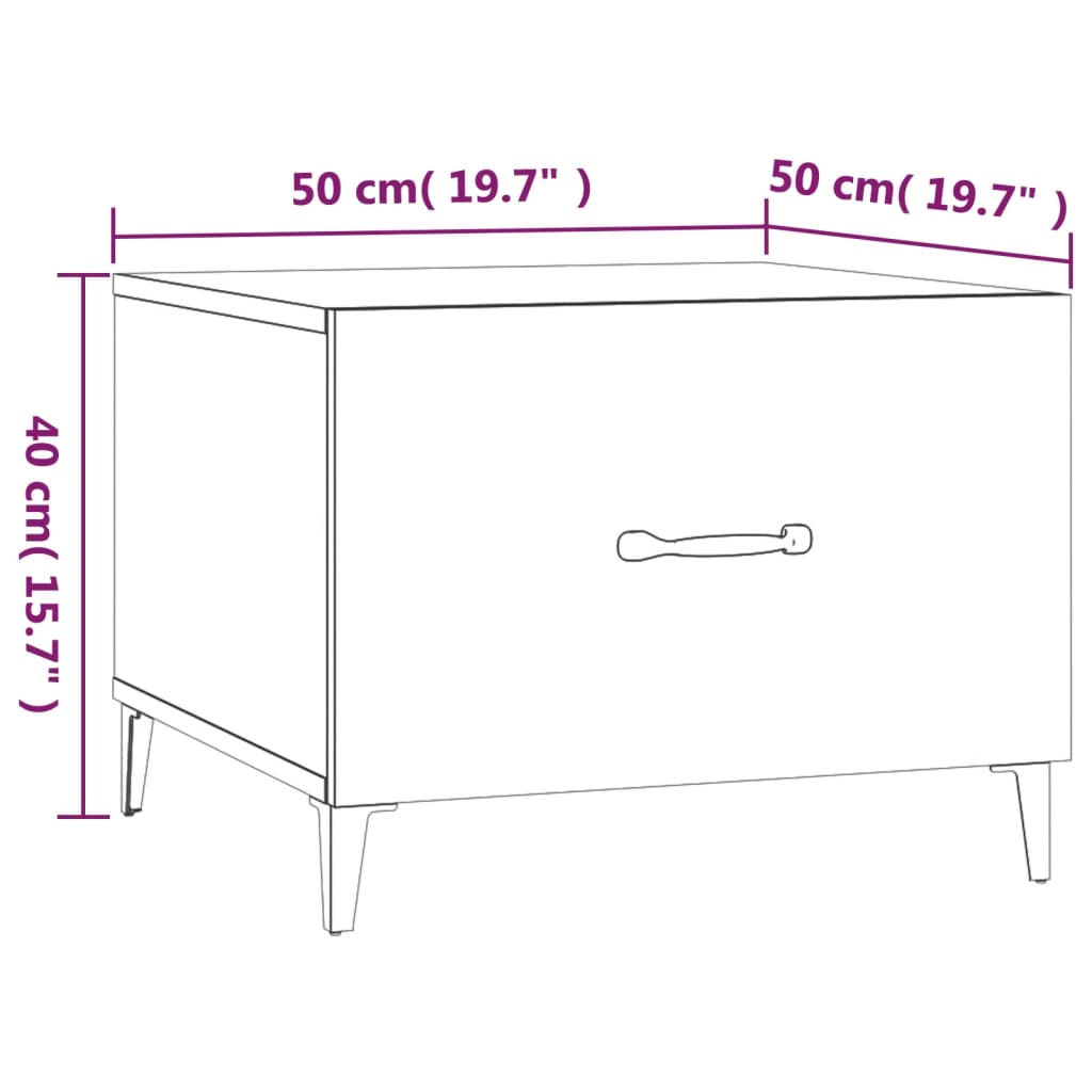vidaXL Table basse avec pieds en métal Gris béton 50x50x40 cm