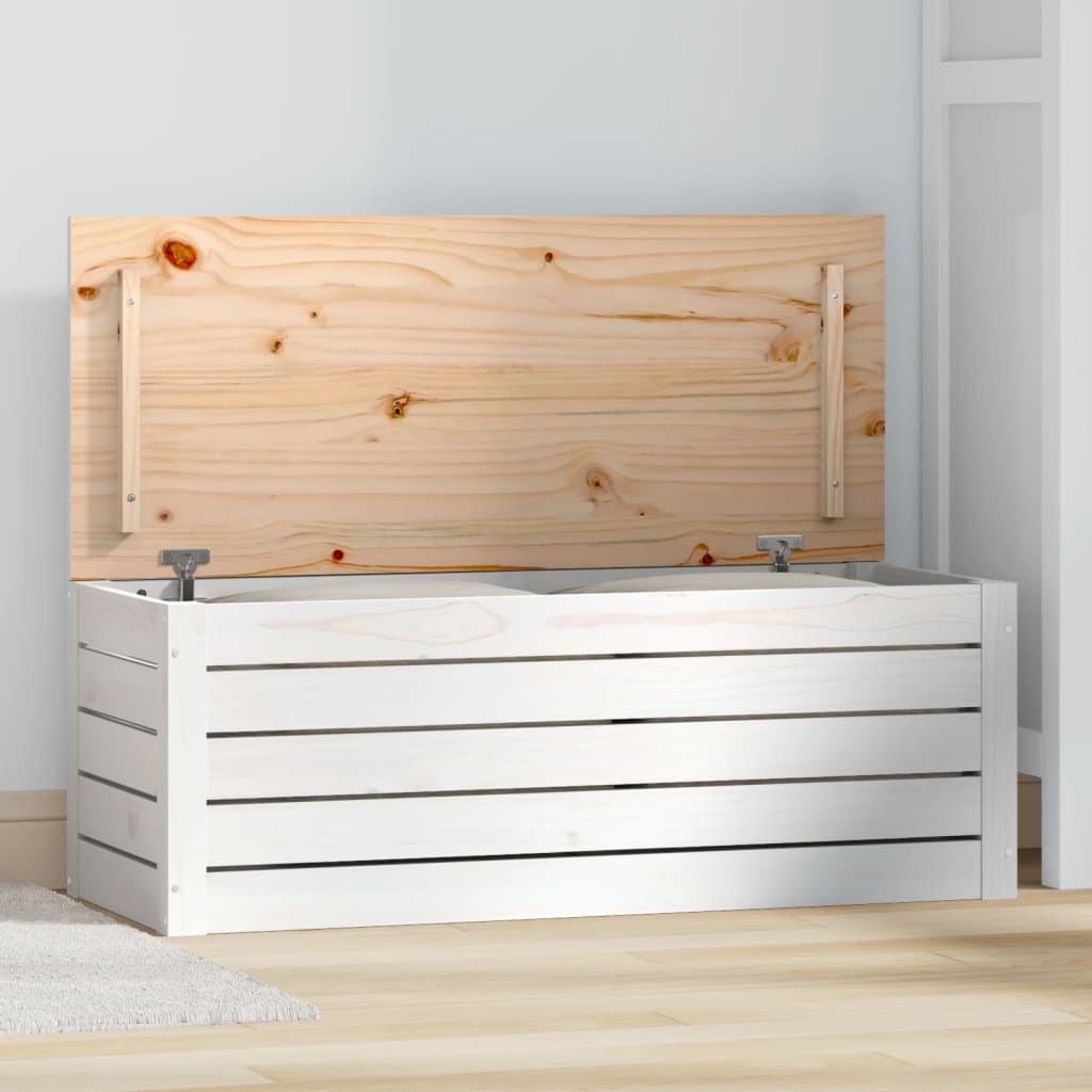 vidaXL Boîte de rangement Blanc 89x36,5x33 cm Bois massif de pin