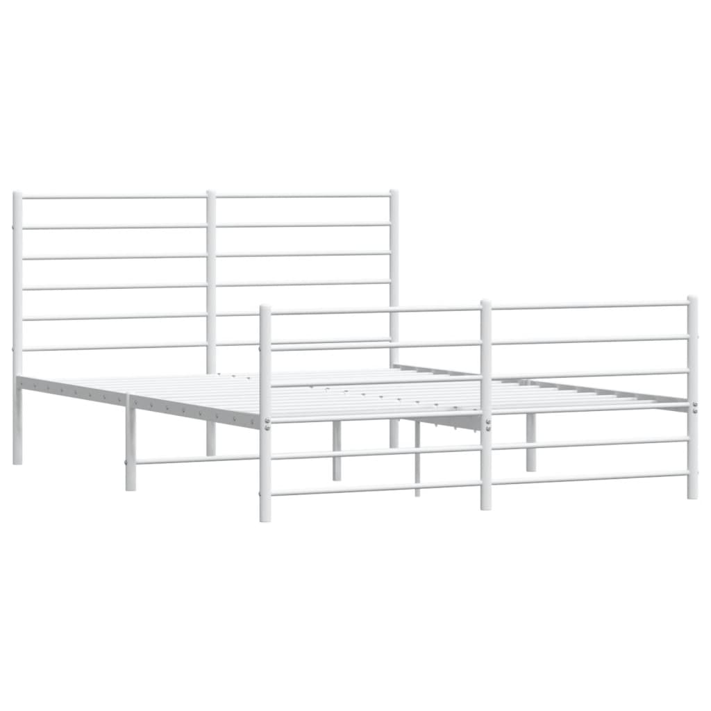 vidaXL Cadre de lit métal sans matelas et pied de lit blanc 150x200 cm