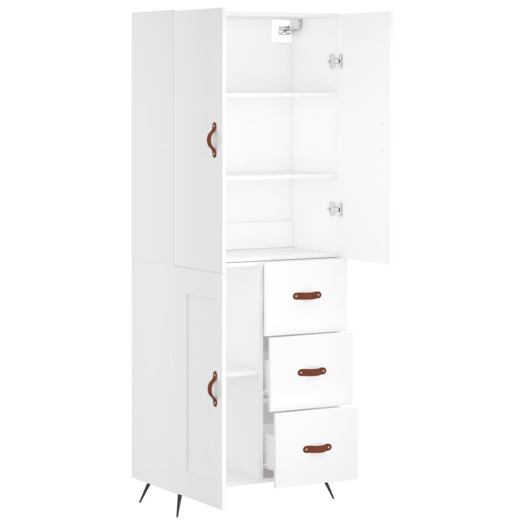 vidaXL Buffet haut Blanc 69,5x34x180 cm Bois d'ingénierie