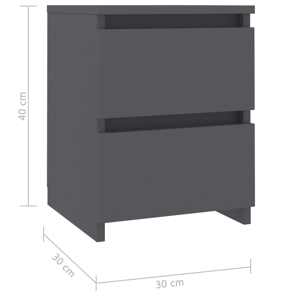 vidaXL Table de chevet Gris 30 x 30 x 40 cm Aggloméré