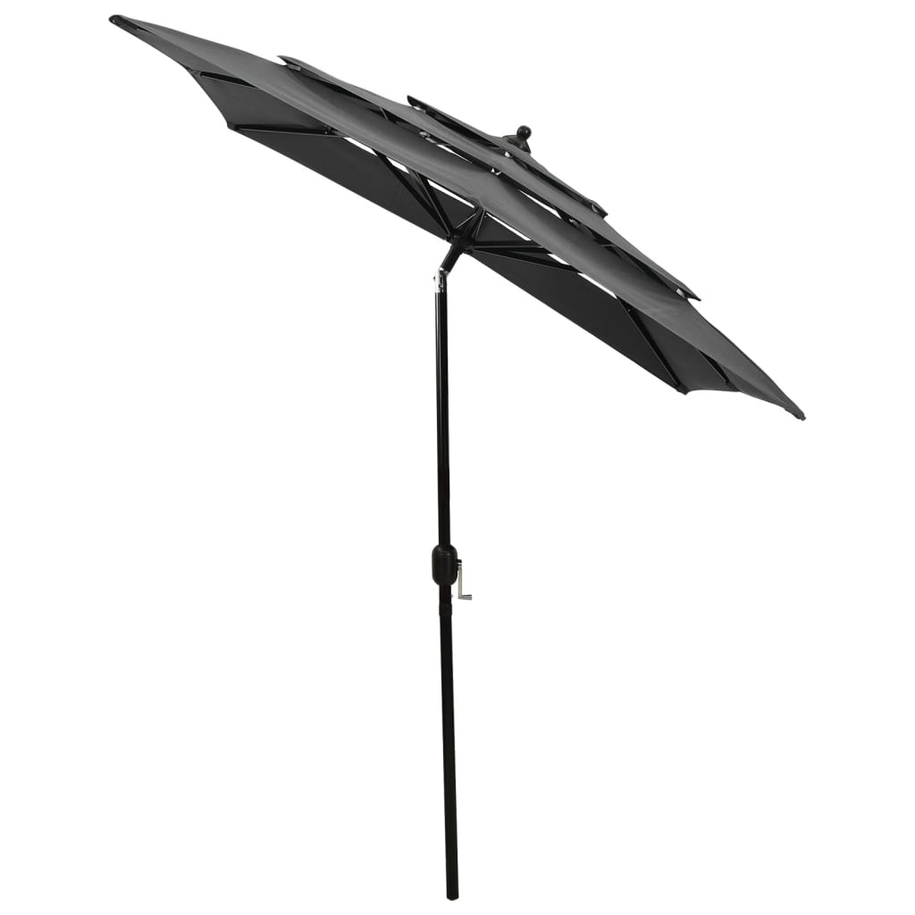 vidaXL Parasol de jardin à 3 niveaux avec mât en aluminium anthracite