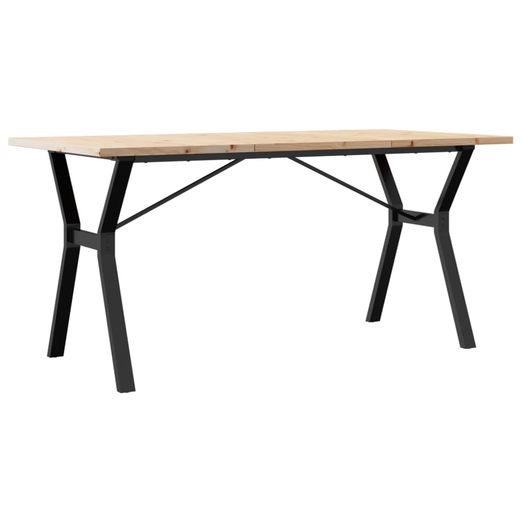 vidaXL Table à manger cadre en Y 160x80x75,5 cm bois pin massif fonte