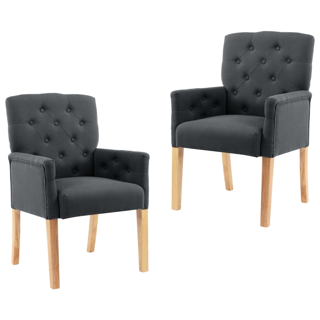 vidaXL Chaises à manger avec accoudoirs lot de 2 gris tissu