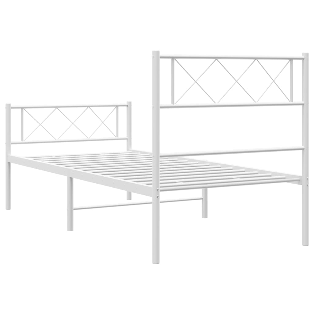 vidaXL Cadre de lit métal sans matelas avec pied de lit blanc 80x200cm