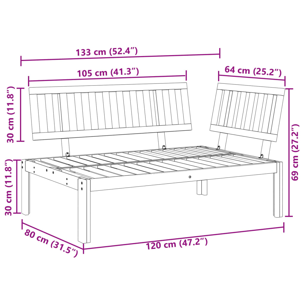 vidaXL Canapé d'angle palette de jardin bois massif d'acacia