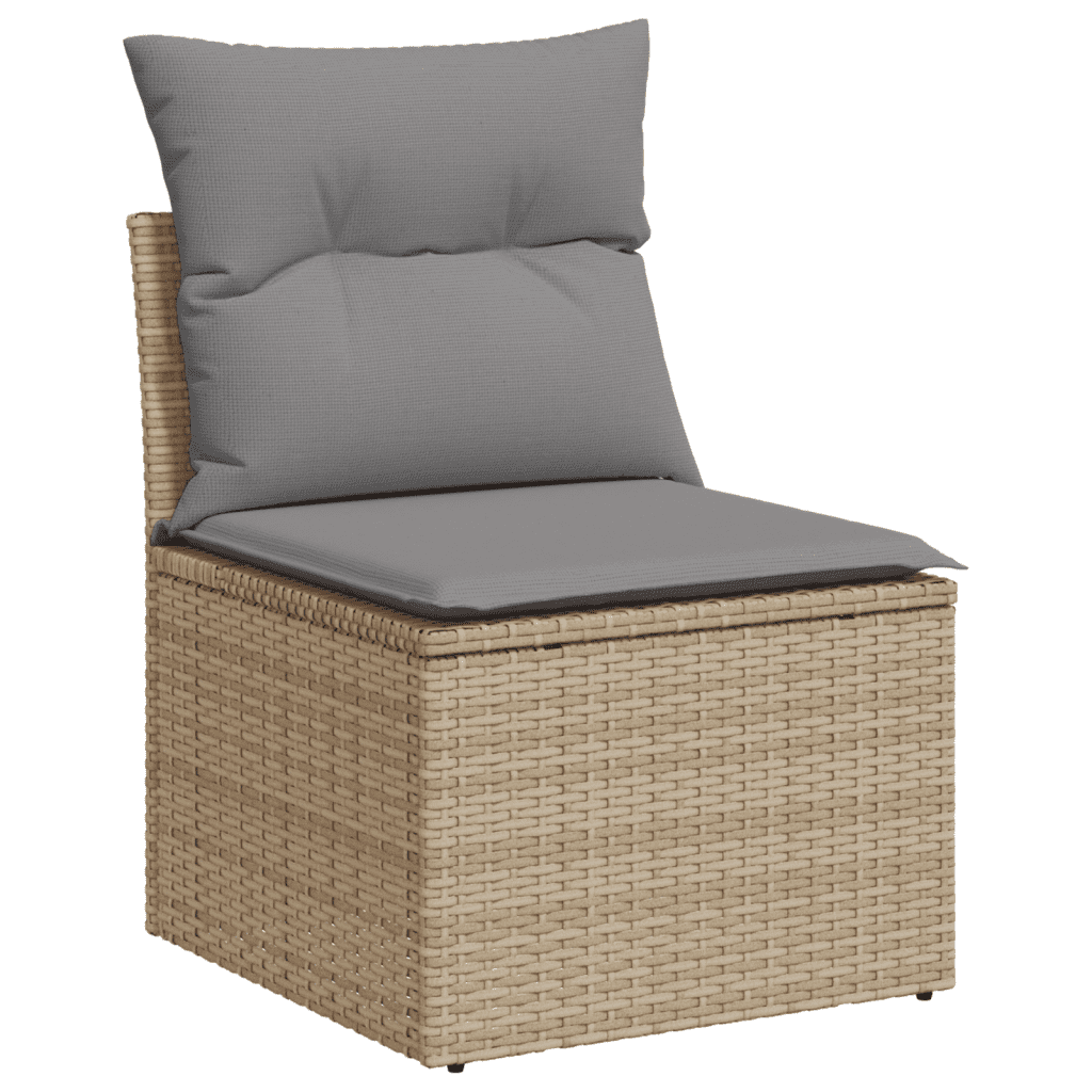 vidaXL Salon de jardin avec coussins 10 pcs beige résine tressée