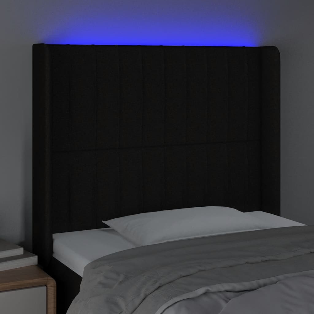 vidaXL Tête de lit à LED Noir 83x16x118/128 cm Tissu