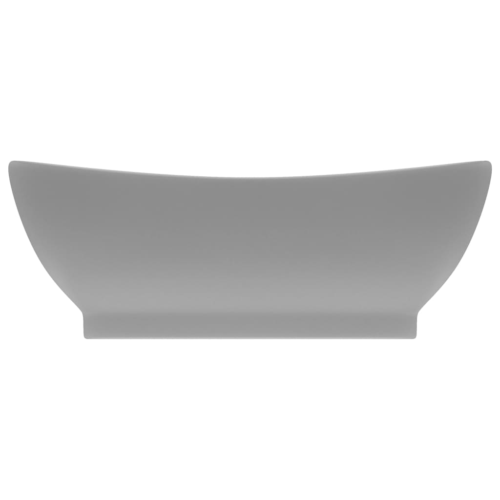 vidaXL Lavabo ovale à trop-plein Gris clair mat 58,5x39 cm Céramique