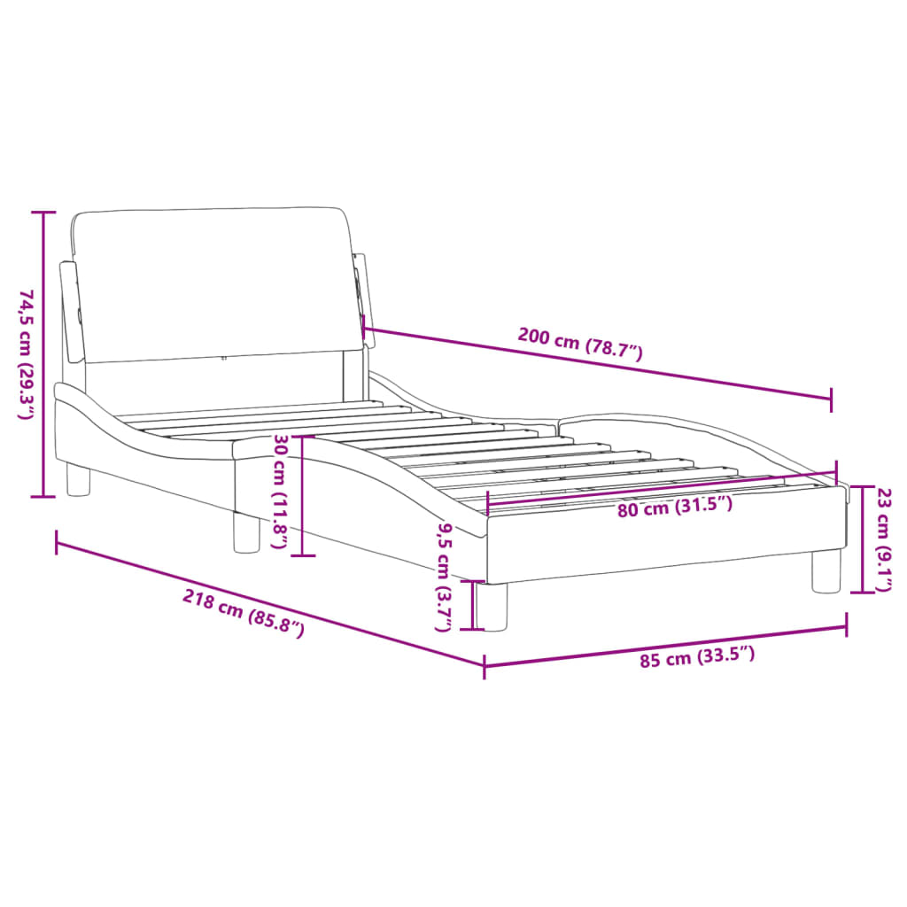 vidaXL Cadre de lit sans matelas blanc et noir 80x200 cm similicuir