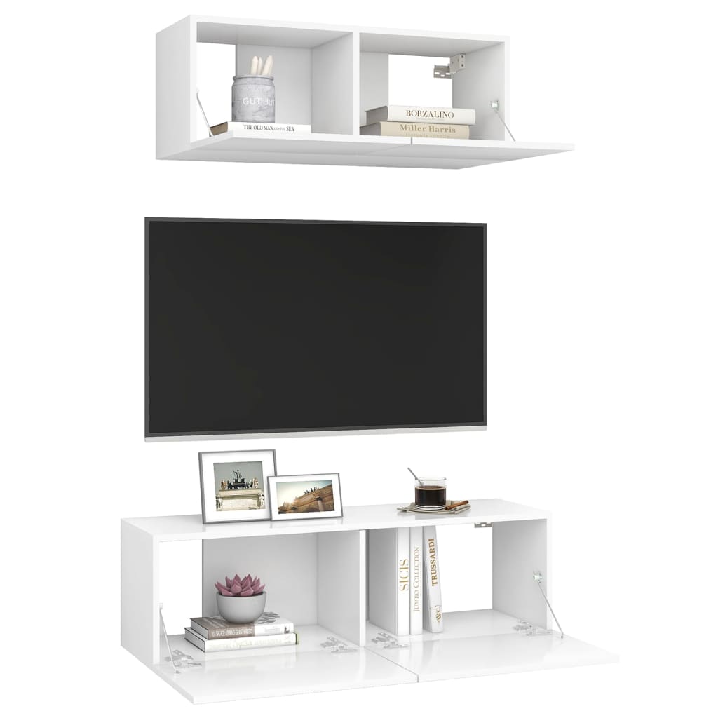 vidaXL Ensemble de meubles TV 2 pcs Blanc Bois d'ingénierie