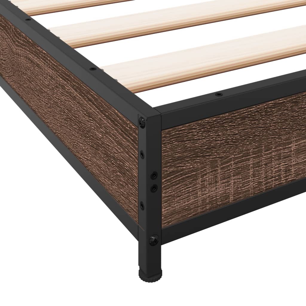 vidaXL Cadre de lit chêne marron 150x200 cm bois d'ingénierie et métal