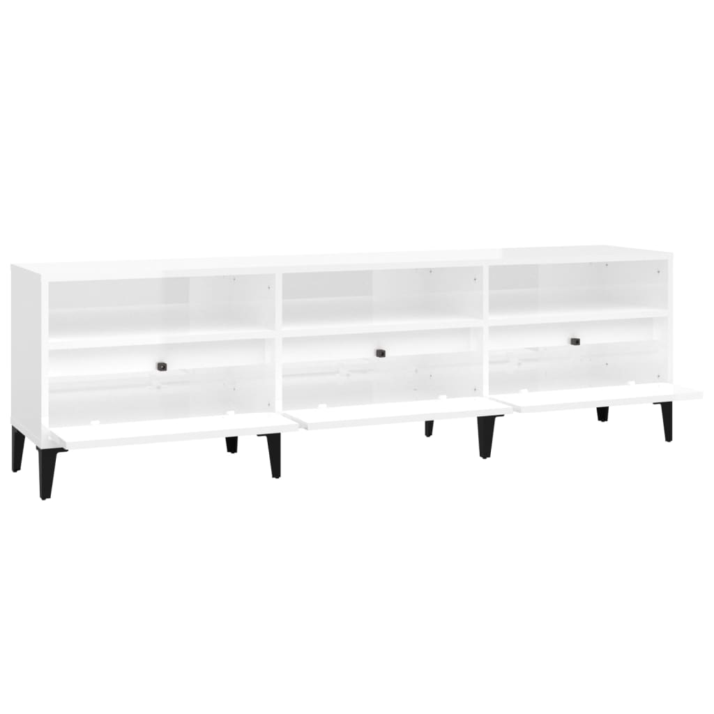 vidaXL Meuble TV blanc brillant 150x30x44,5 cm bois d'ingénierie