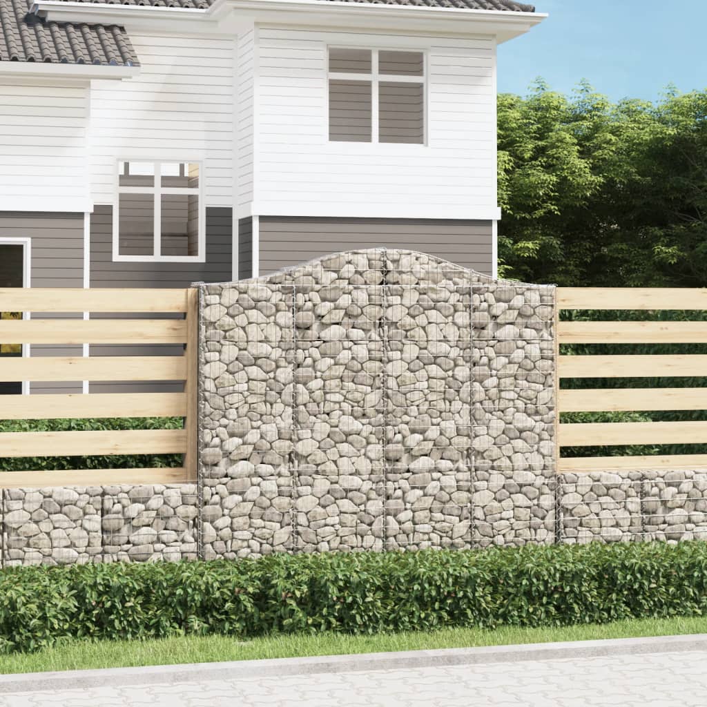 vidaXL Paniers à gabions arqués 2 pcs 200x30x180/200 cm Fer galvanisé