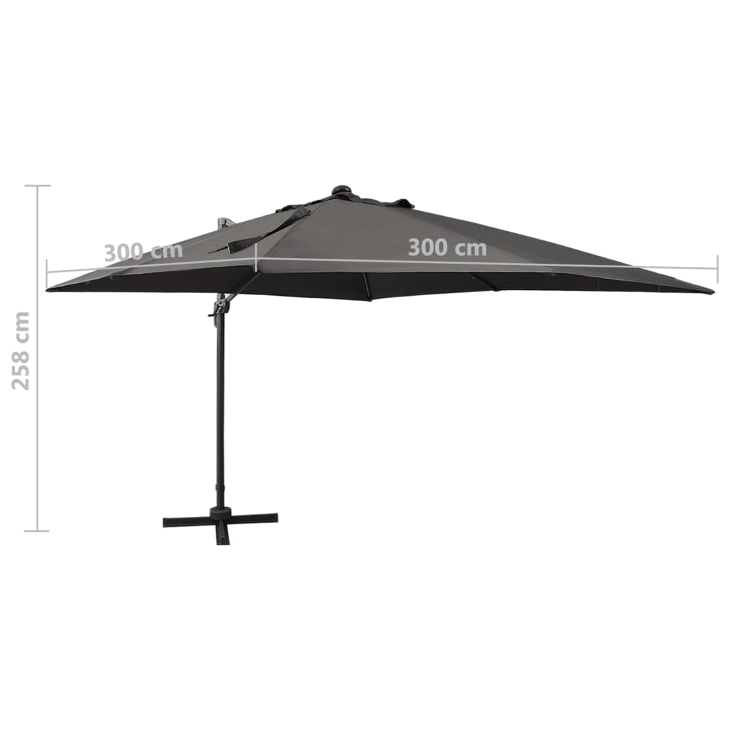 vidaXL Parasol de jardin en porte-à-faux avec mât et lumières LED