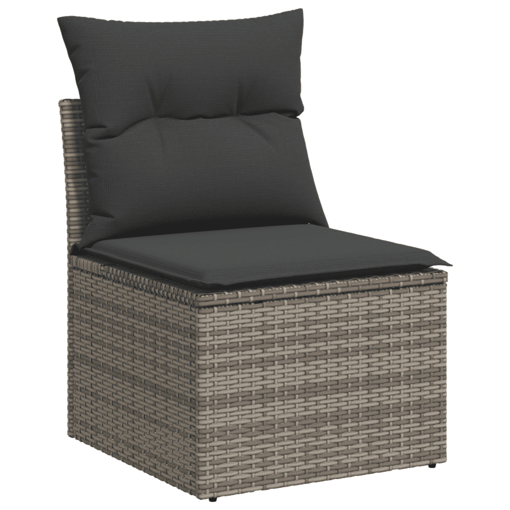 vidaXL Salon de jardin avec coussins 10 pcs gris résine tressée