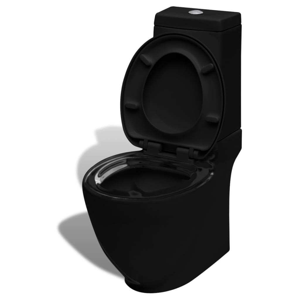 vidaXL Ensemble de toilette et bidet sur pied Noir Céramique