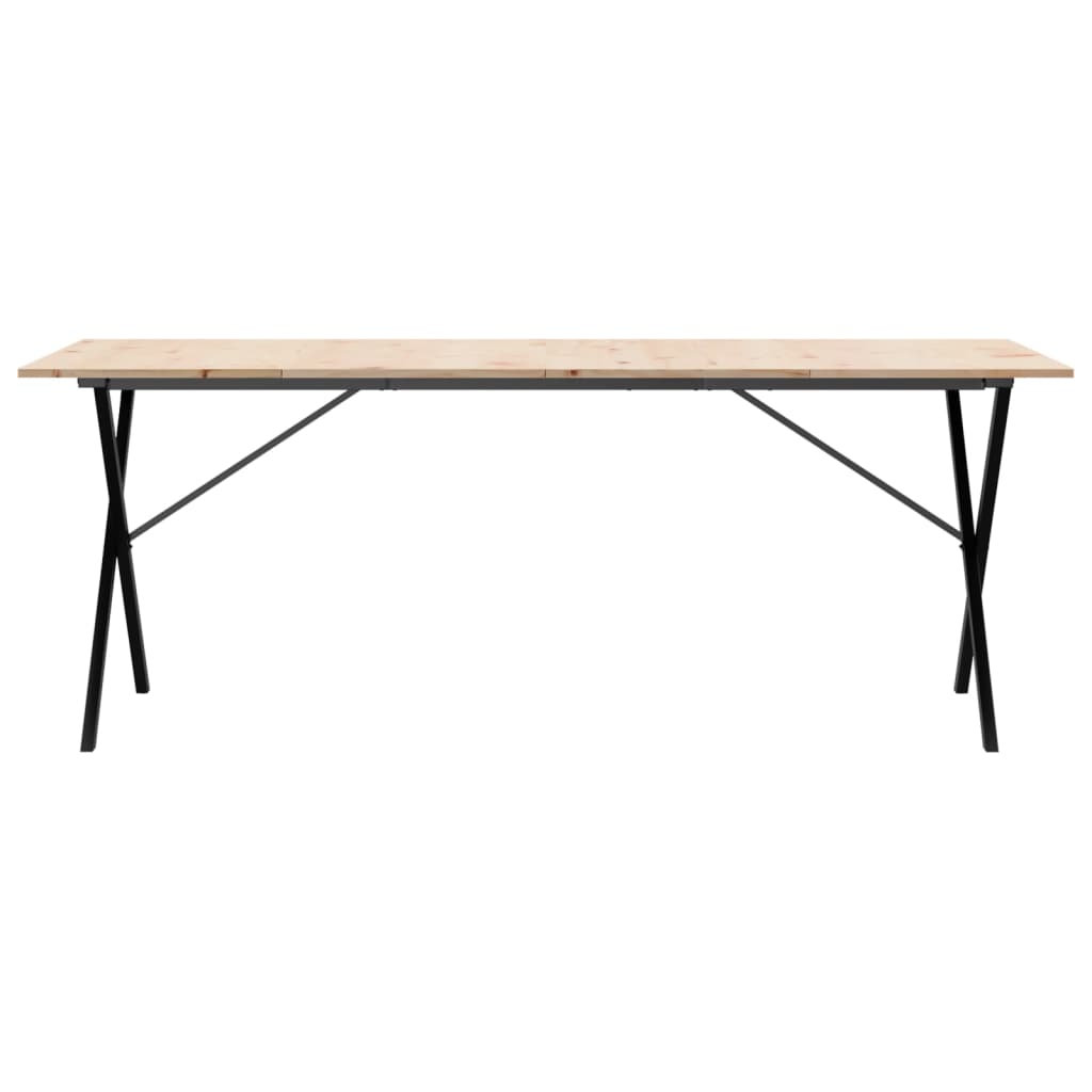 vidaXL Table à manger cadre en X 200x100x75cm bois de pin massif fonte