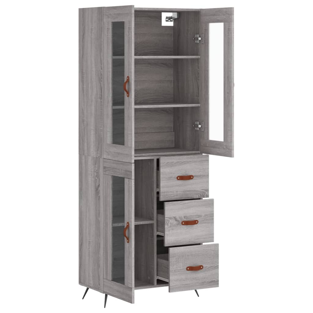 vidaXL Buffet haut Sonoma gris 69,5x34x180 cm Bois d'ingénierie