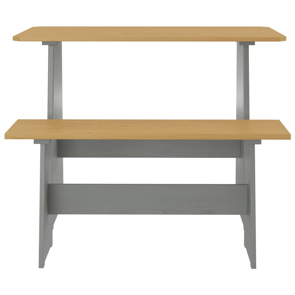 vidaXL Table à manger et banc REINE marron miel gris bois pin solide