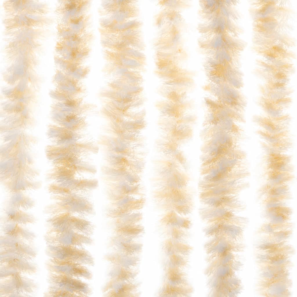 vidaXL Rideau anti-mouches beige et blanc 100x220 cm chenille