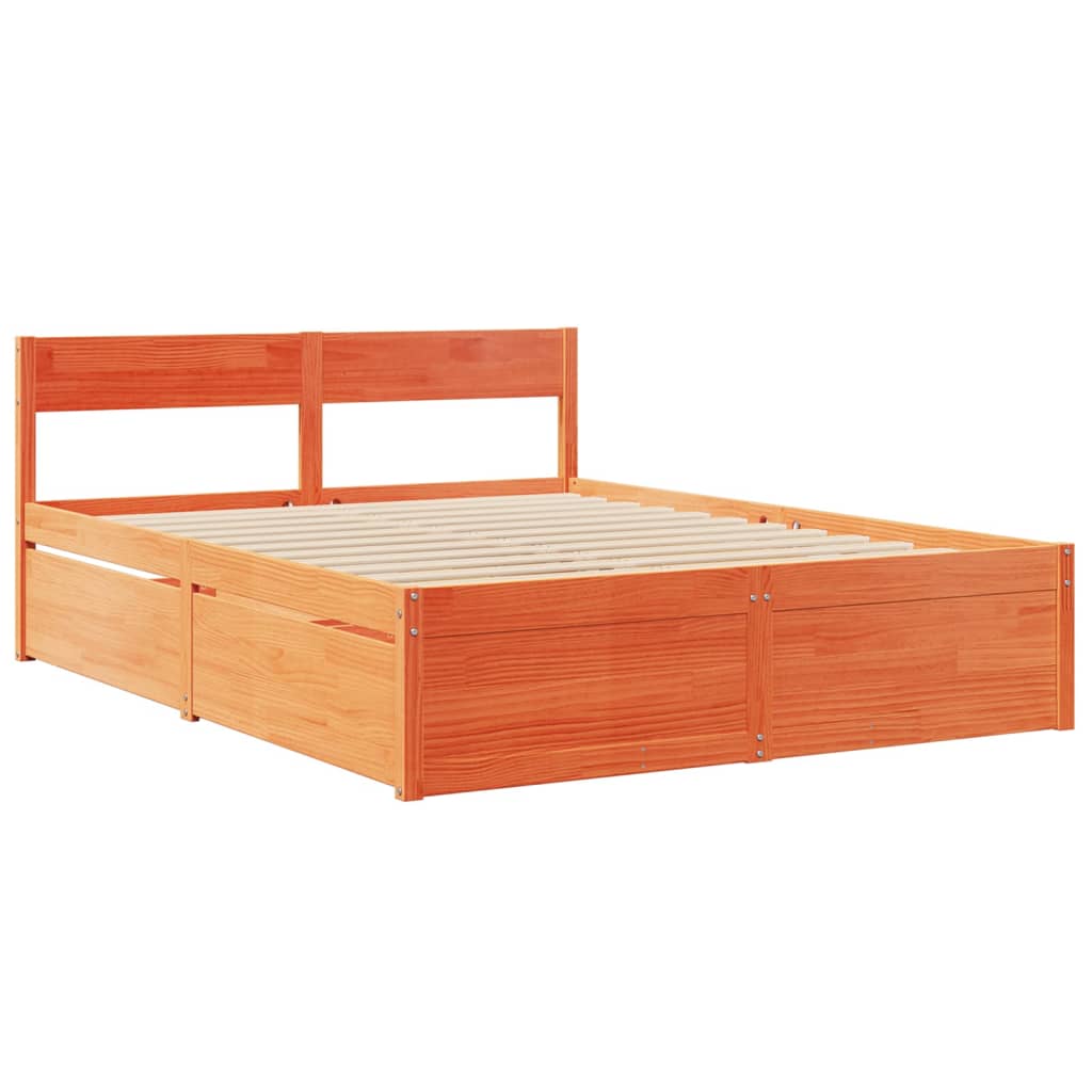 vidaXL Cadre de lit sans matelas cire marron 140x200cm bois pin massif