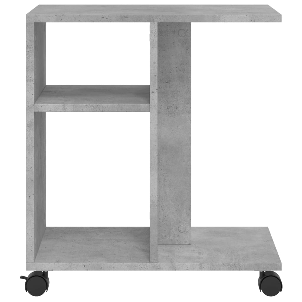 vidaXL Table d'appoint avec roues gris béton bois d'ingénierie