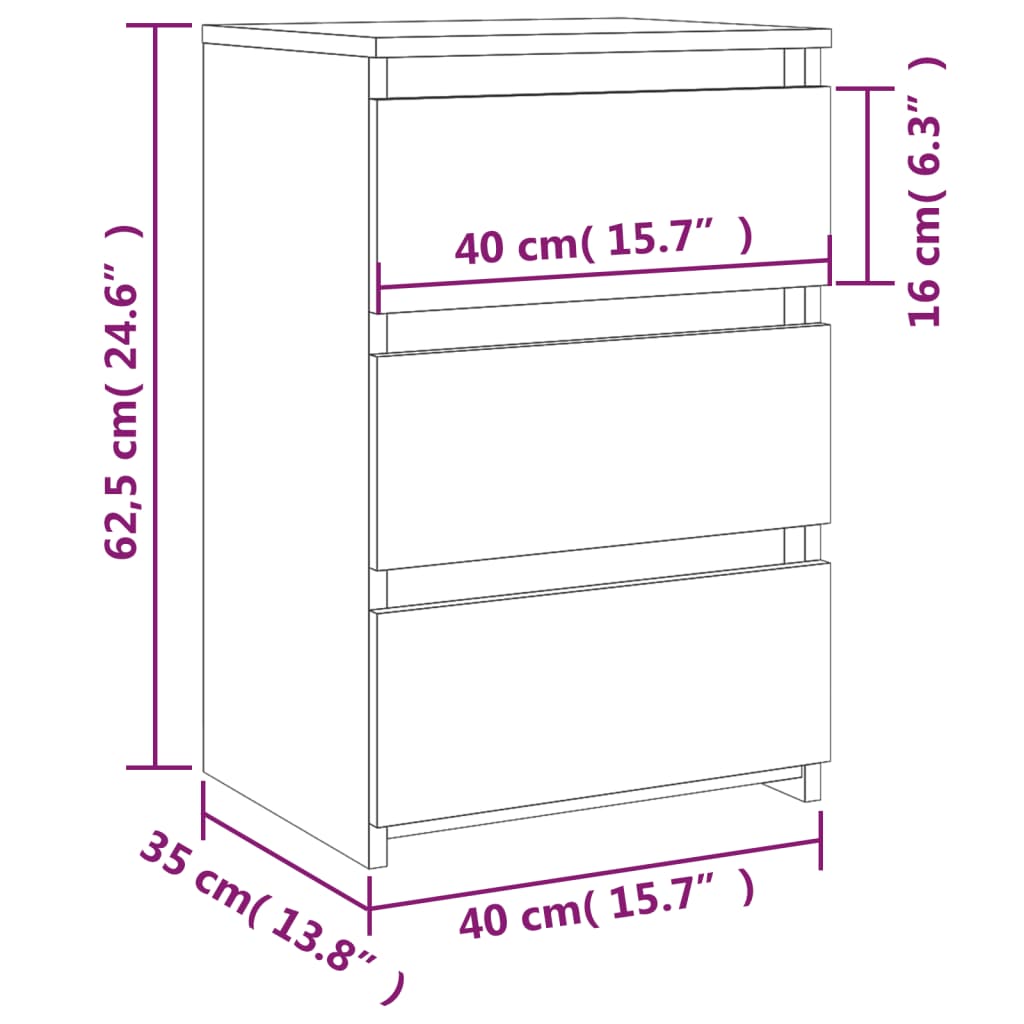 vidaXL Table de chevet Sonoma gris 40x35x62,5 cm Bois d'ingénierie