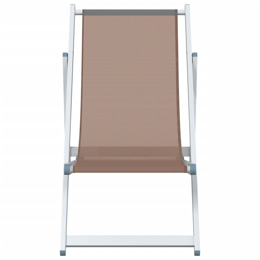 vidaXL Chaises de plage pliantes lot de 2 marron aluminium textilène