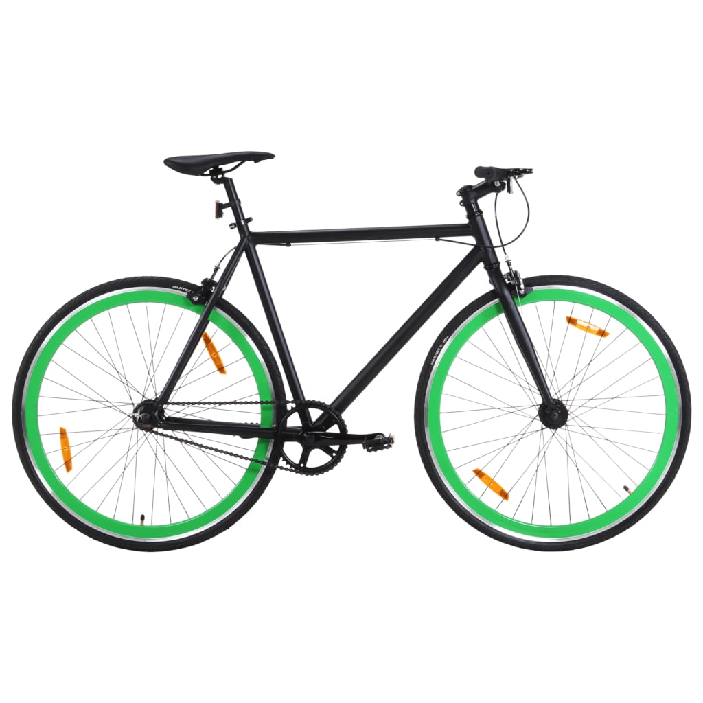 vidaXL Vélo à pignon fixe noir et vert 700c 55 cm