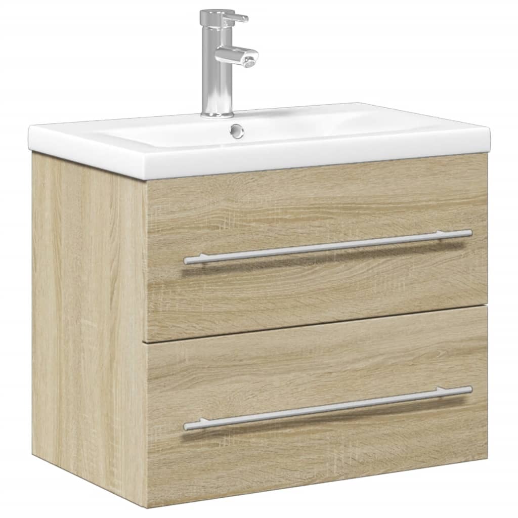 vidaXL Armoire lavabo de salle de bain et bassin intégré chêne sonoma